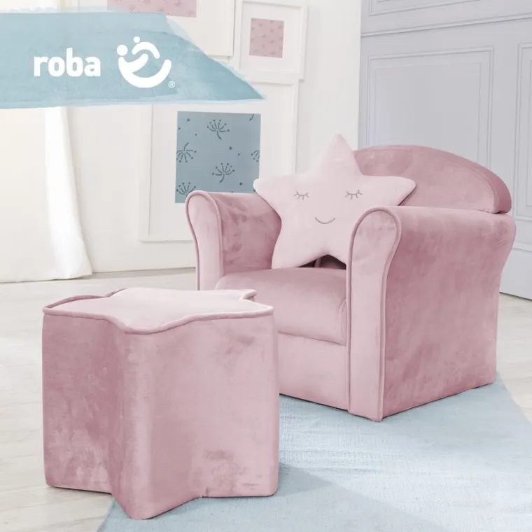 Roba, Lil Sofa, fotel dziecięcy, różowy
