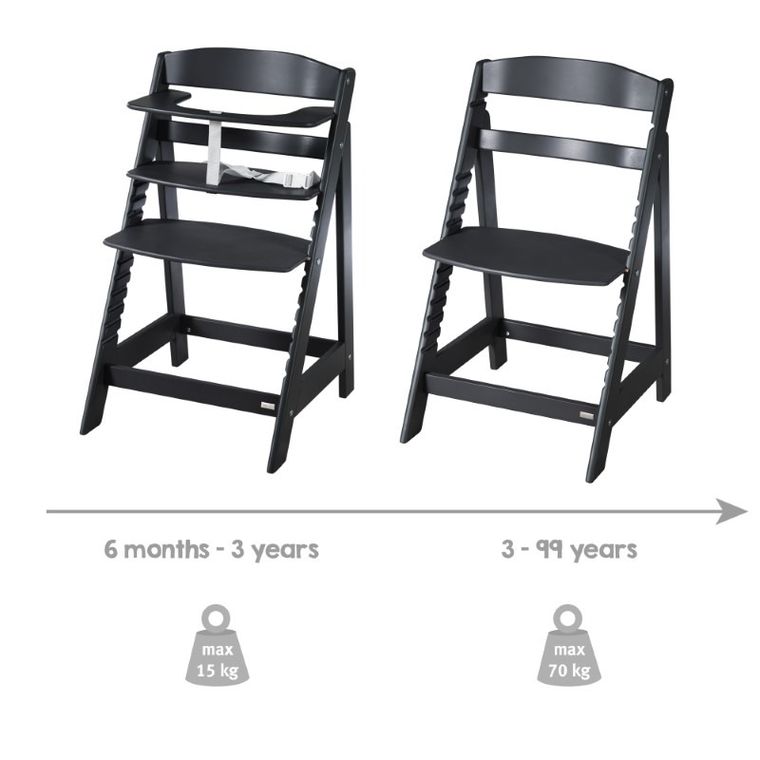 Roba, Sit Up Flex, drewniane krzesełko, czarne