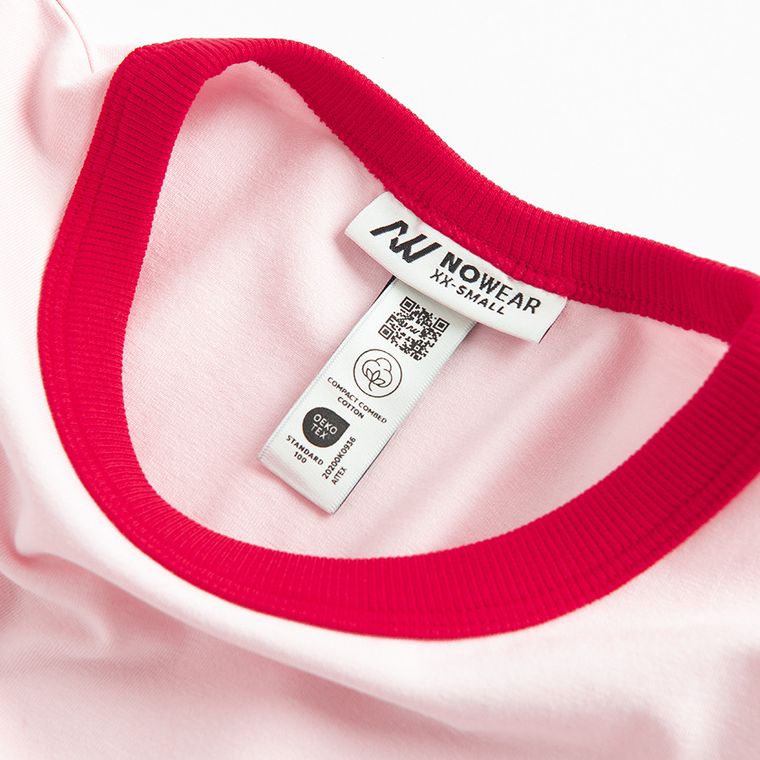 Różowy t-shirt slim z bawełny czesanej NOWEAR