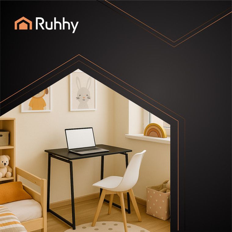 Ruhhy, biurko składane drewniane, czarne