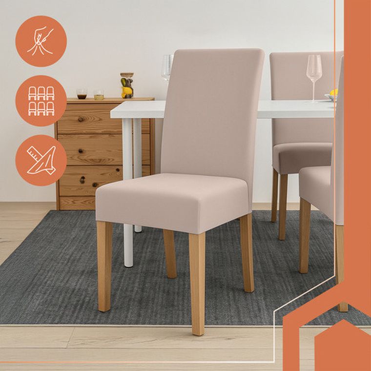 Ruhhy, pokrowce na krzesła, beżowe, 6 szt.