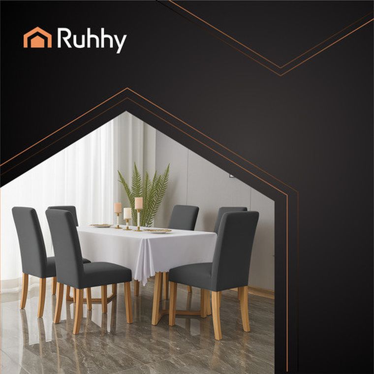 Ruhhy, pokrowce na krzesła, ciemnoszare, 6 szt.