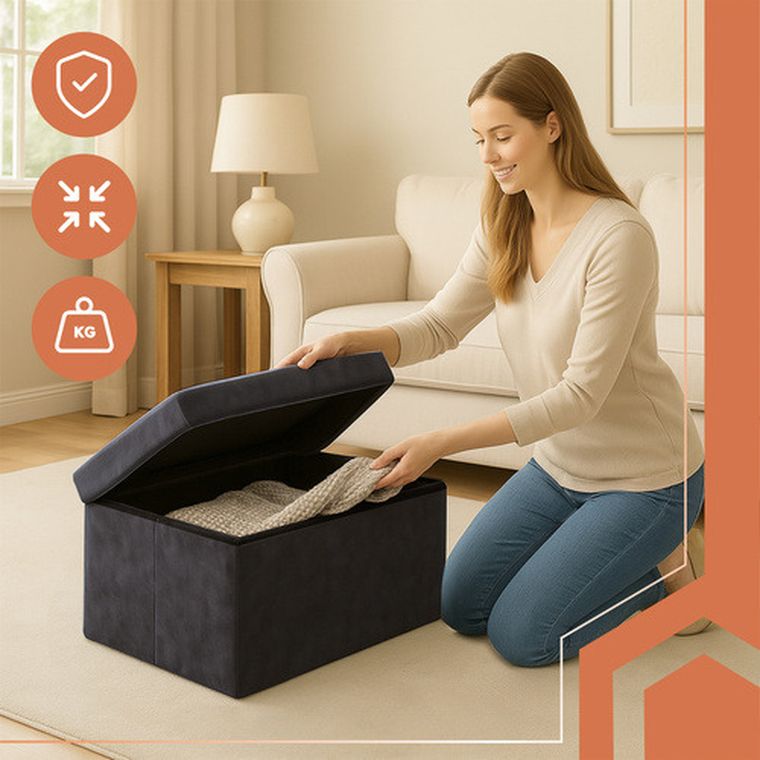 Ruhhy, pufa welurowa, szara, 76-38-38 cm