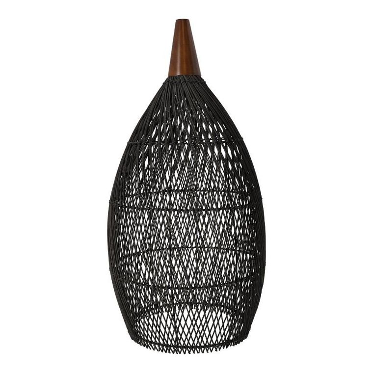 Rustykalna, lampa wisząca, rattanowa, 35 cm, czarna