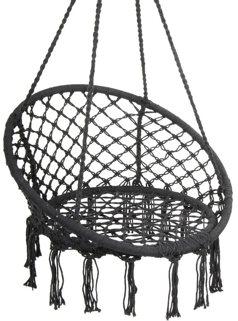 Saska Garden, ażurowy fotel wiszący, bocianie gniazdo, ciemny szary, 80-60 cm