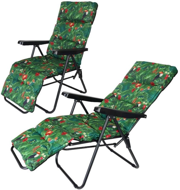 Saska Garden, fotel ogrodowy z podnóżkiem, flower, 57-83-106 cm