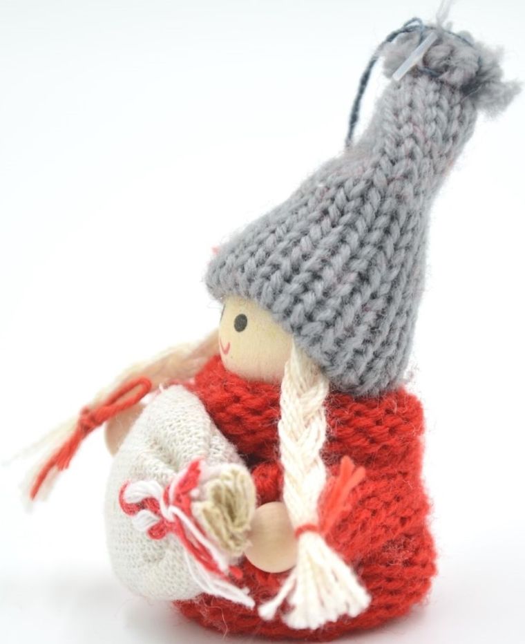 Saska Garden, laleczka dekoracyjna z workiem, czerwona, 7,5 cm