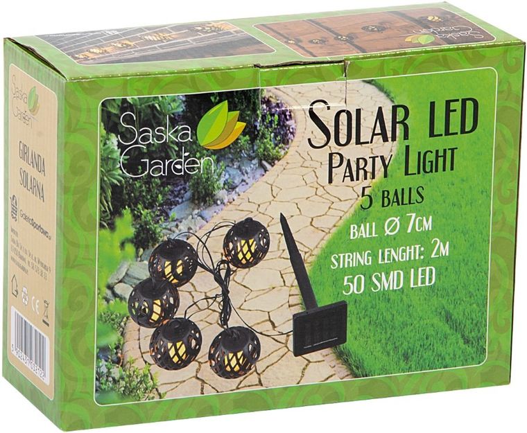 Saska Garden, lampa solarna kule ogniowe, 7 cm, 5 szt.