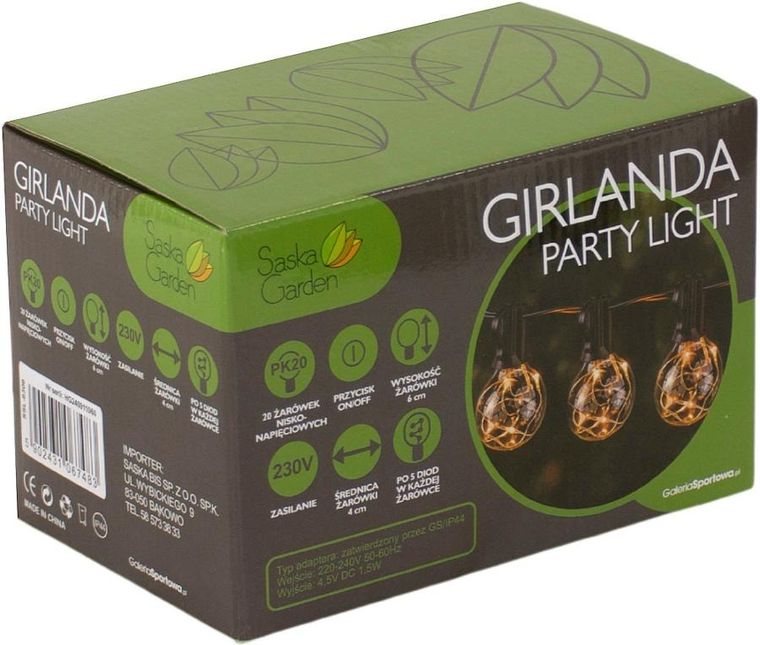 Saska Garden, Party light, girlanda zewnętrzna, 20 żarówek LED, 5,8 m