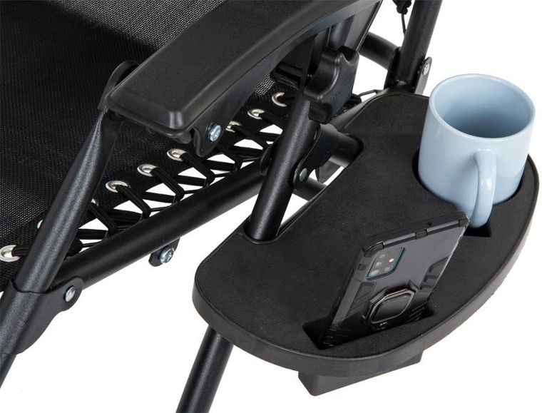 Saska Garden, składany leżak ogrodowy, czarny, 175-52/65-107 cm