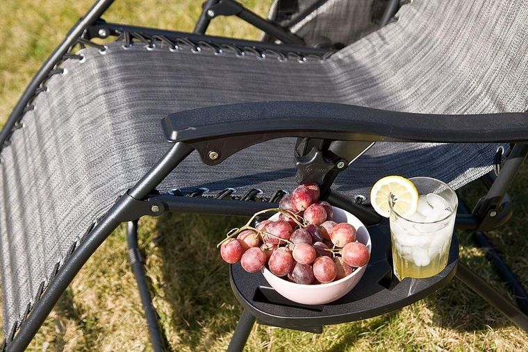 Saska Garden, składany leżak ogrodowy, szary, 175-52/65-107 cm