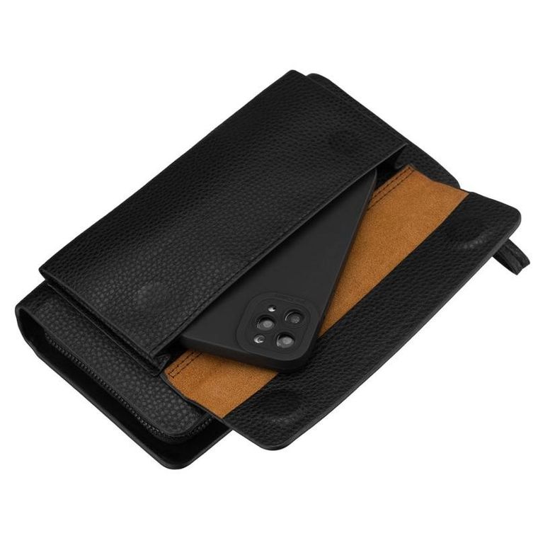 Saszetka do ręki, czarna, skóra ekologiczna, Rovicky