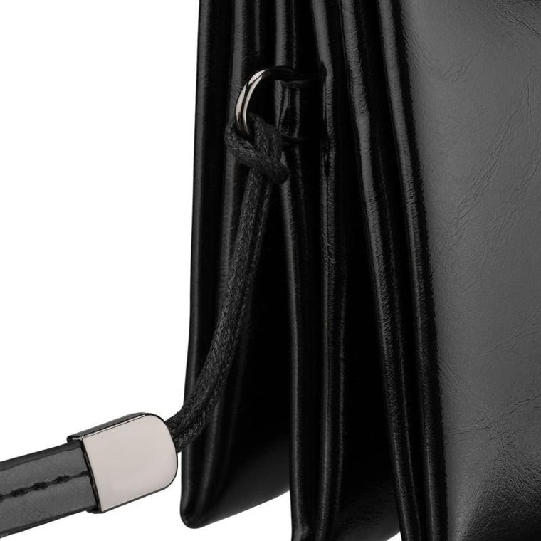 Saszetka do ręki, czarna, skóra ekologiczna, Rovicky