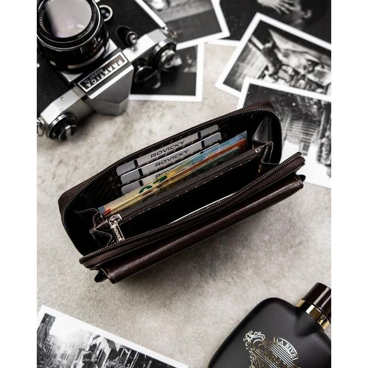 Saszetka na biodro, brązowa, skórzana, Rovicky