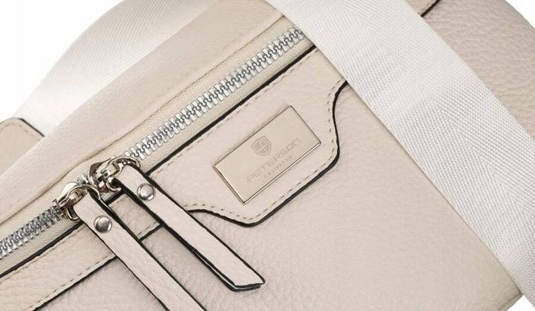 Saszetka na biodro, nerka, biała, skóra ekologiczna, Peterson