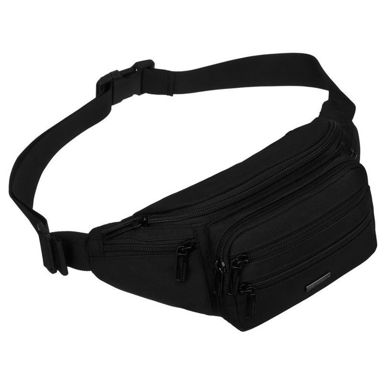 Saszetka na biodro, nerka, czarna, Peterson