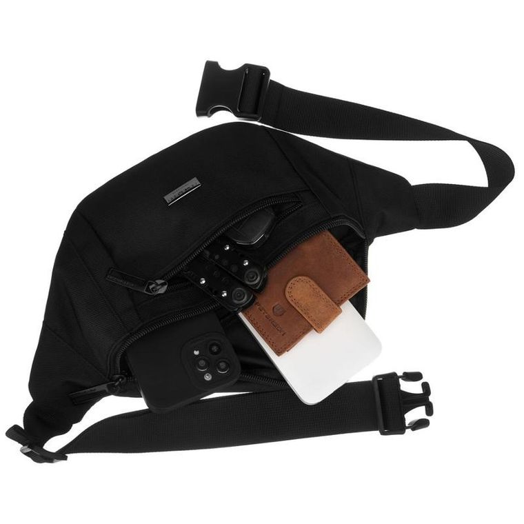 Saszetka na biodro, nerka, czarna, Peterson