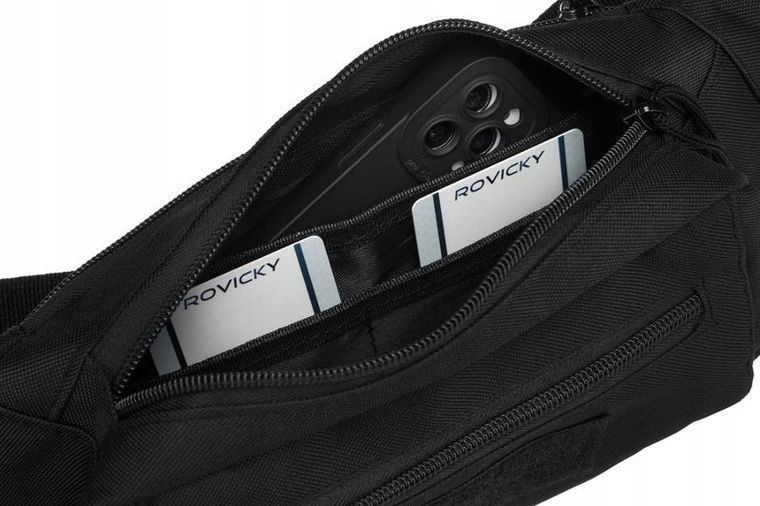 Saszetka na biodro, nerka, czarna, Rovicky