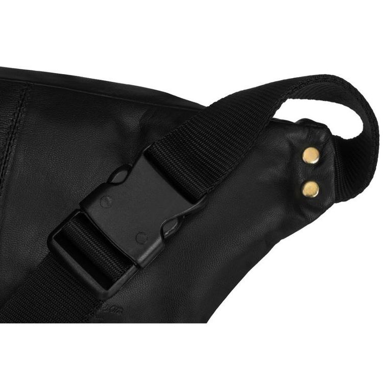 Saszetka na biodro, nerka, czarna, skórzana, Peterson