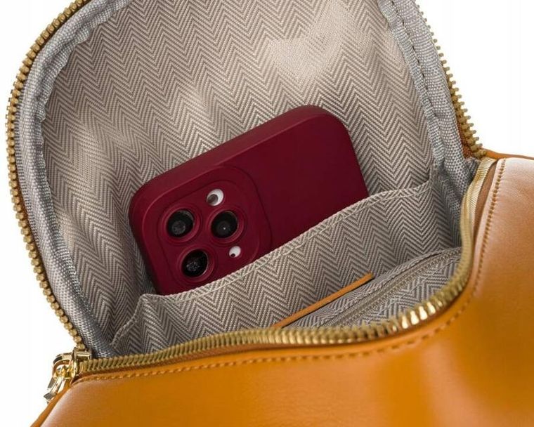 Saszetka na ramię, nerka, brązowa, skóra ekologiczna, Rovicky