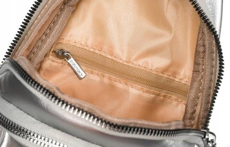 Saszetka na ramię, nerka, srebrna, skóra ekologiczna, Rovicky