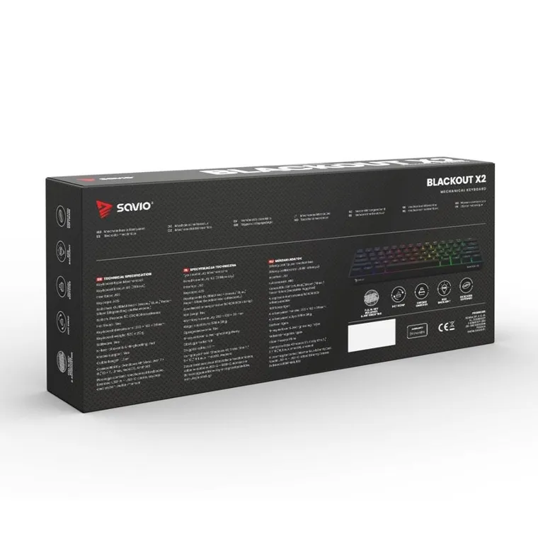 Savio, Blackout X2, klawiatura mechaniczna, outemu, czerwony, Hot Swap