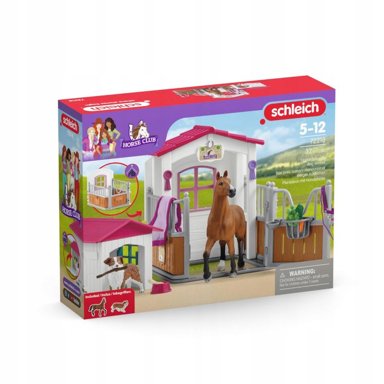 Schleich, Horse Club, Boks dla koni z budą dla psa, zestaw, 72218