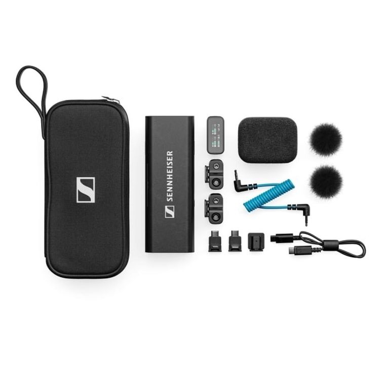 Sennheiser, system cyfrowy audio, 2-kanałowy odbiornik 2,4 GHz, 2 mikrofony, dodatki
