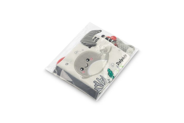 Sensillo, Black & white, książeczka materiałowa, delfin