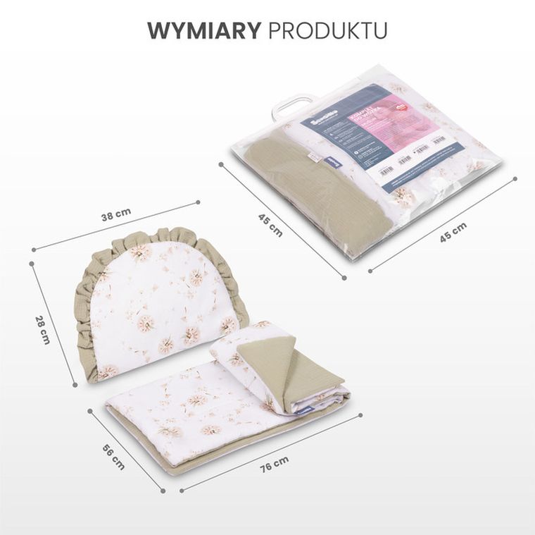 Sensillo, Teddy, komplet do wózka muślin, szary