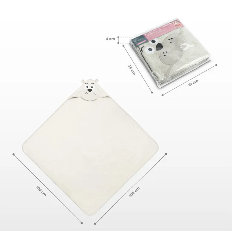 Sensillo, Water Friends, okrycie kąpielowe, miś, grey, 100-100 cm