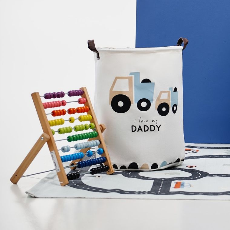 Sipo, kosz na zabawki XL, bawełniany, wodoodporny, zamykany na ściągacz, Ciężarówki