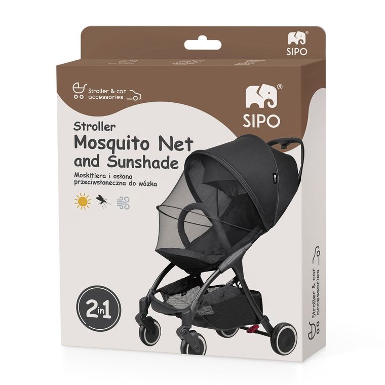Sipo, moskitiera i osłona przeciwsłoneczna 2w1 do wózka, gondoli, nosidła