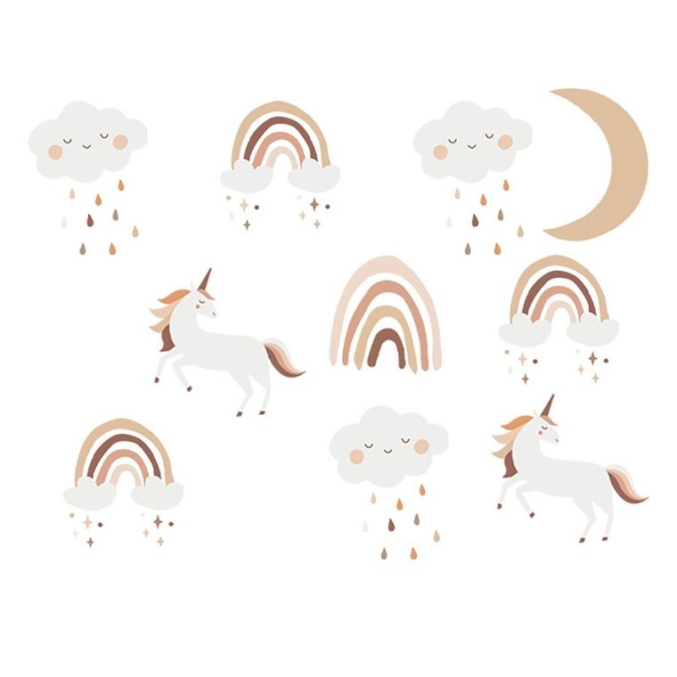 Sipo, naklejki na ścianę do pokoju dziecięcego, Jednorożce boho