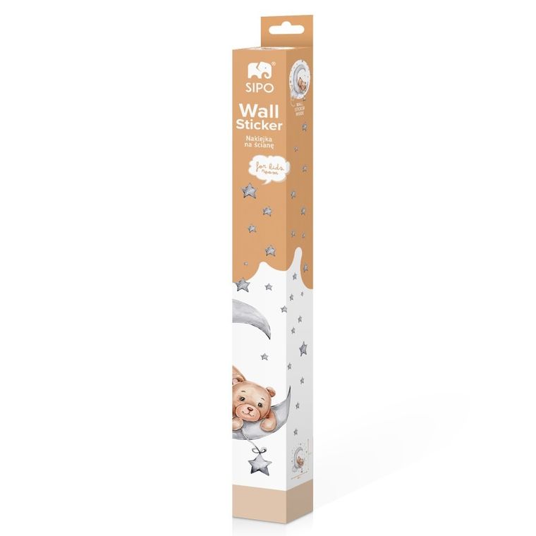 Sipo, naklejki na ścianę do pokoju dziecięcego, Miś na księżycu