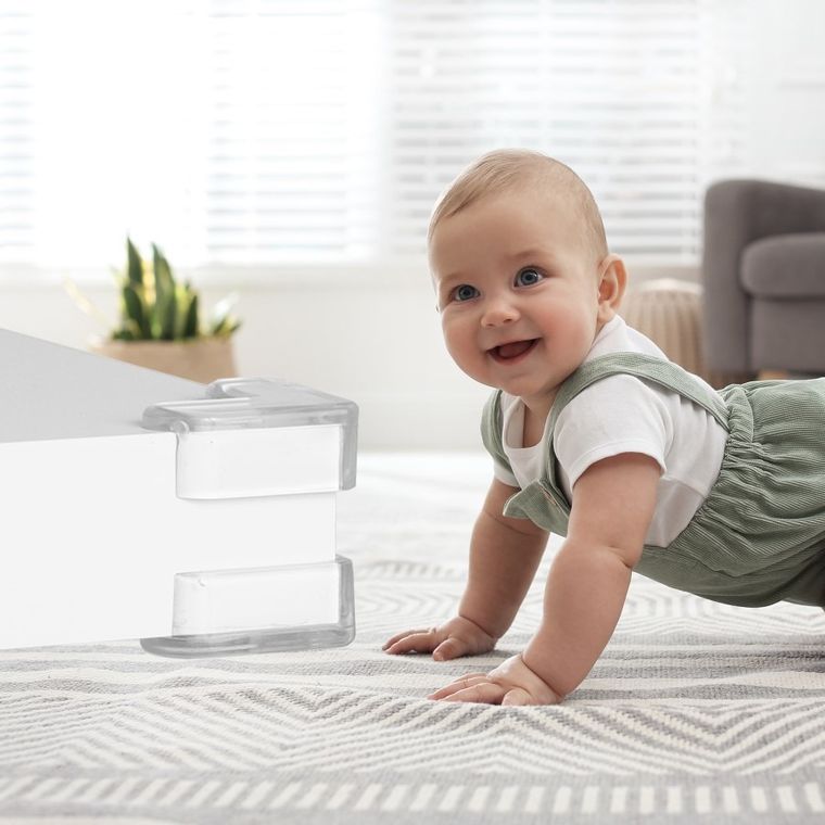 Sipo, zestaw silikonowych, transparentnych zabezpieczeń narożników mebli, kształt L, 12 szt.