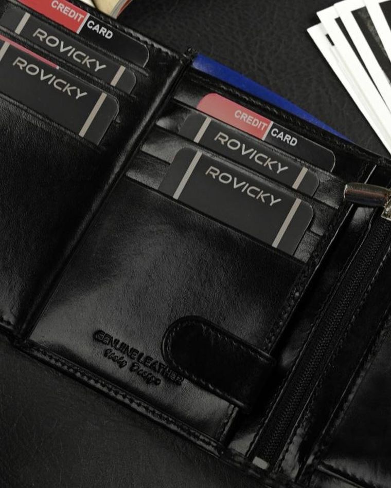 Składany, pionowy portfel męski z połyskującej skóry naturalnej, Ronaldo