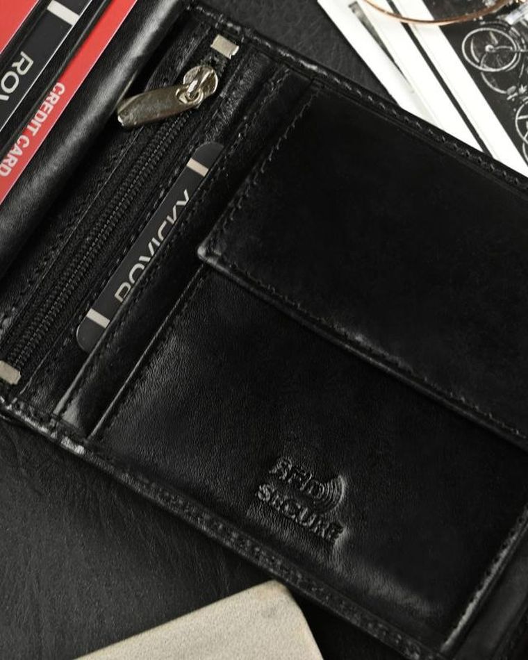 Składany, poziomy portfel męski z połyskującej skóry naturalnej, Ronaldo