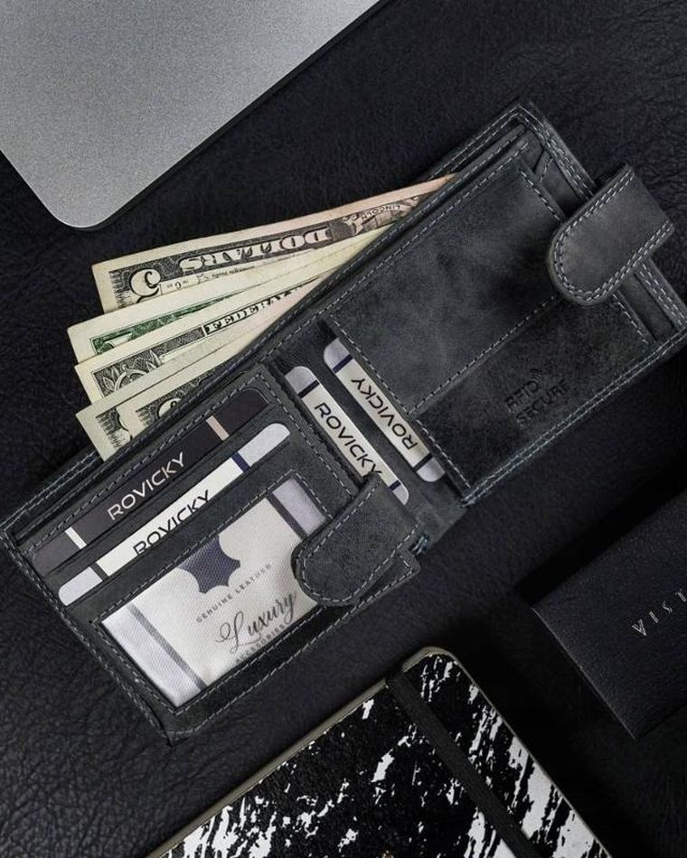 Skórzany portfel męski na zatrzask, Always Wild