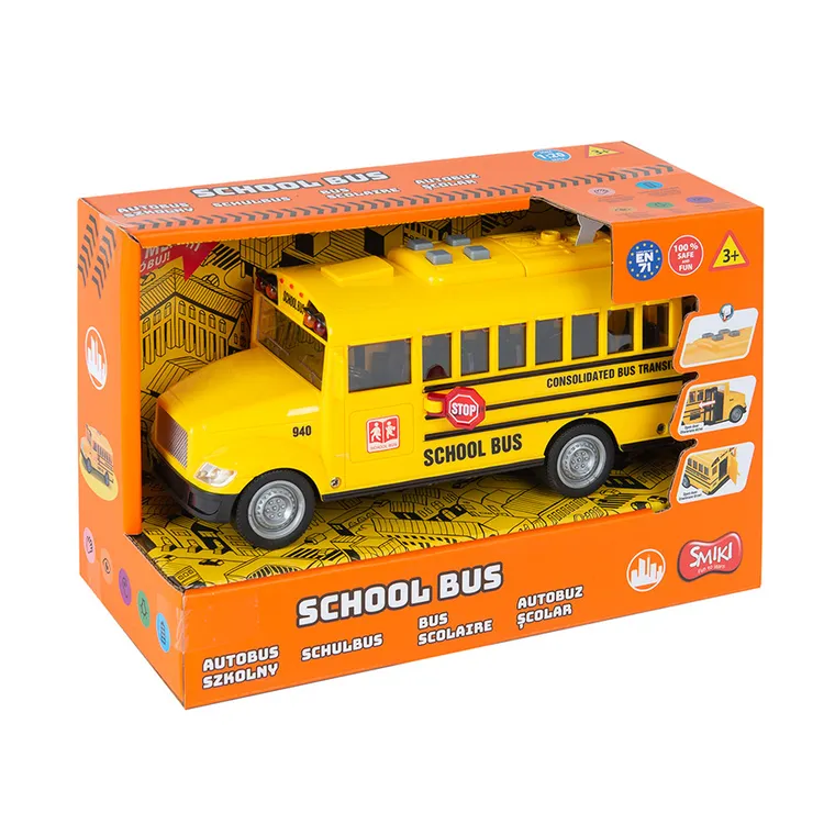 Smiki, Autobus szkolny, pojazd, światło i dźwięk, 1:20, 20 cm
