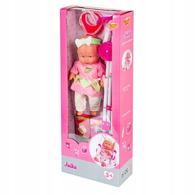 Smily Play, Julka, lalka interaktywna, zestaw z wózkiem spacerówką