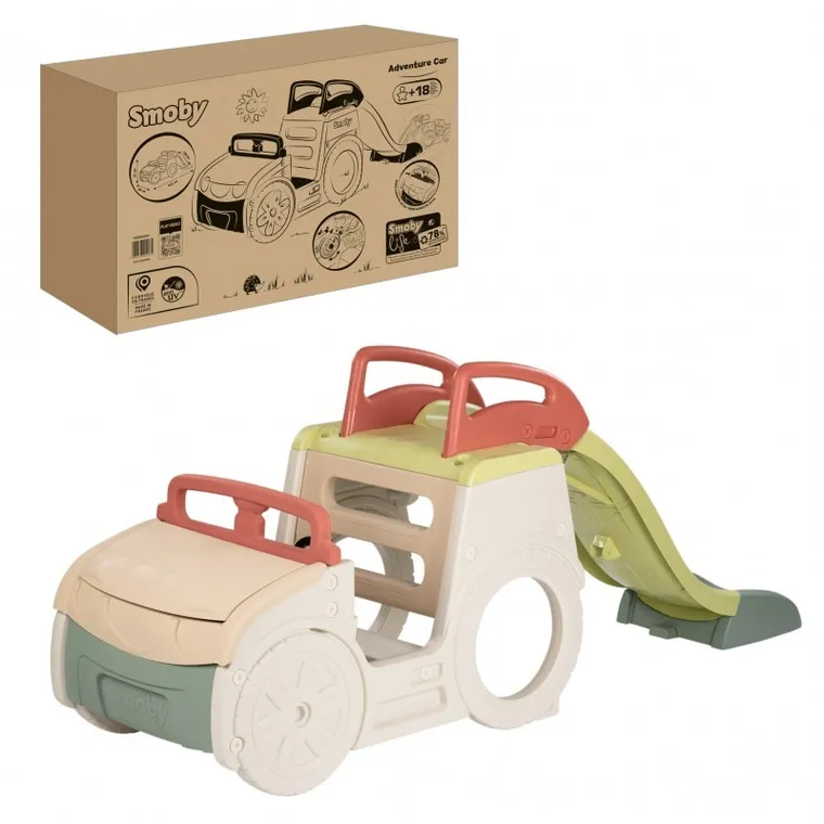 Smoby, Life, Samochód przygód 3w1, zabawka ogrodowa ze zjeżdżalnią
