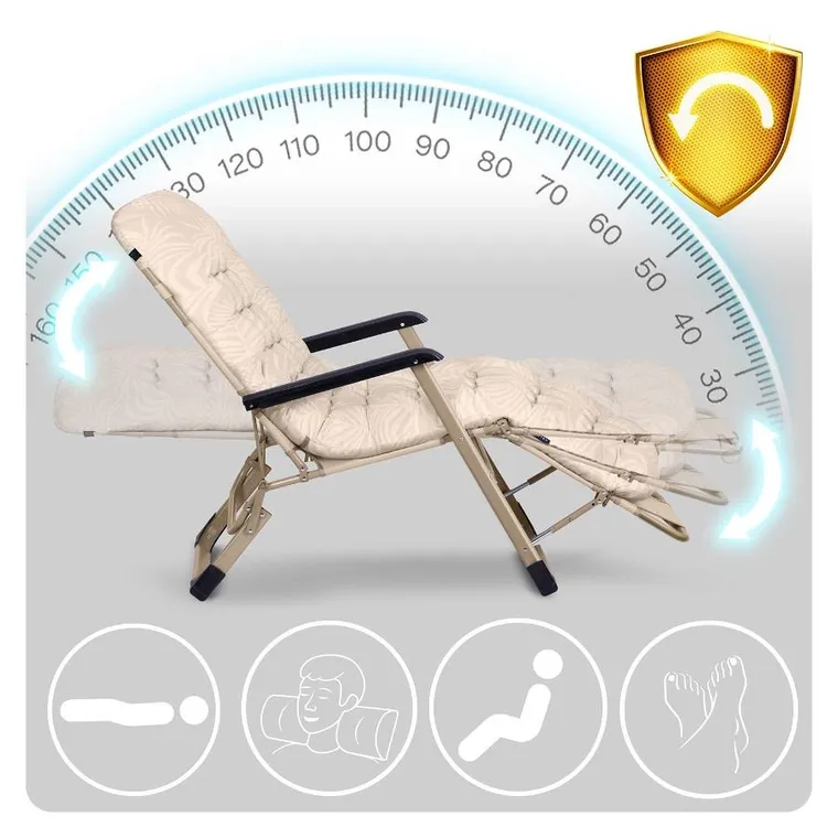 Sofotel, ChillWell, leżak ogrodowy składany z poduszką, beżowy