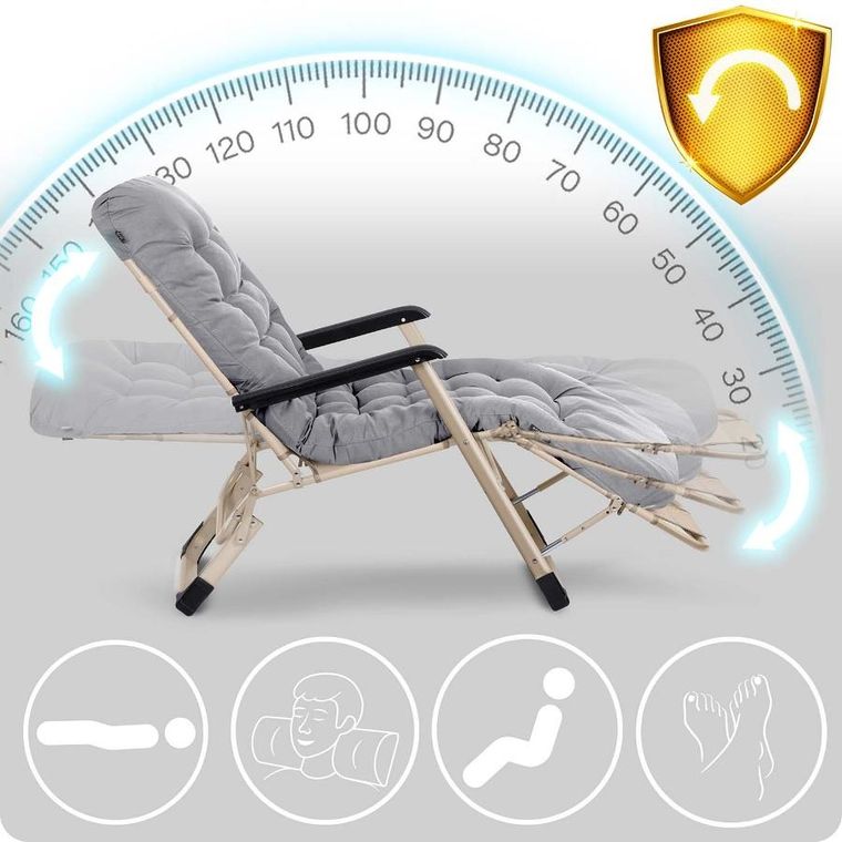 Sofotel, ChillWell, leżak ogrodowy składany z poduszką, jasno szary