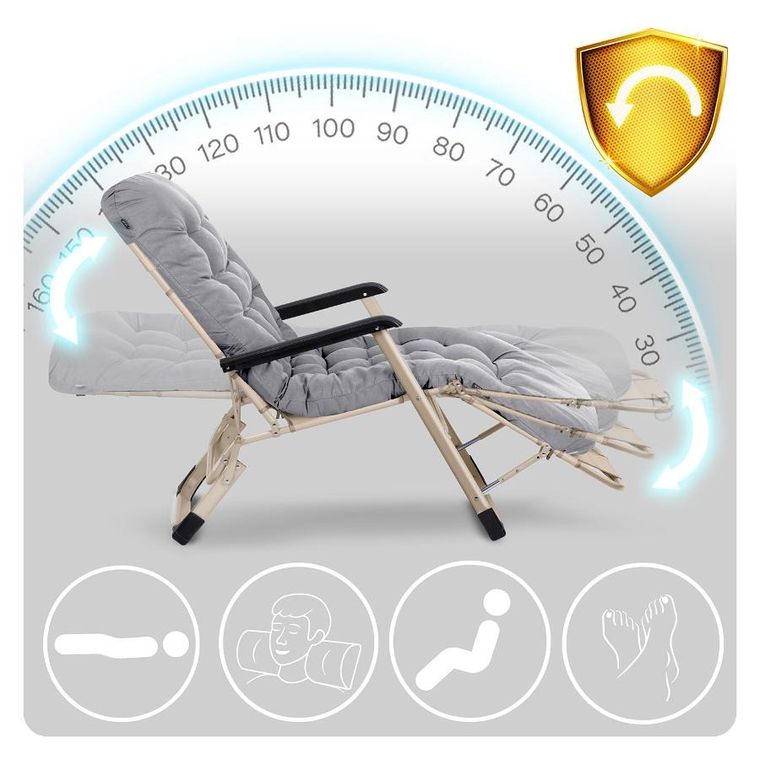 Sofotel, ChillWell, leżak ogrodowy składany z poduszką, jasno szary, zestaw, 2 szt.