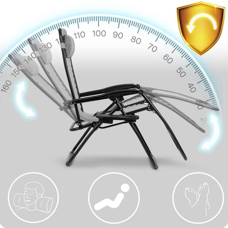 Sofotel, ChillWell, leżak ogrodowy składany z poduszką, szary