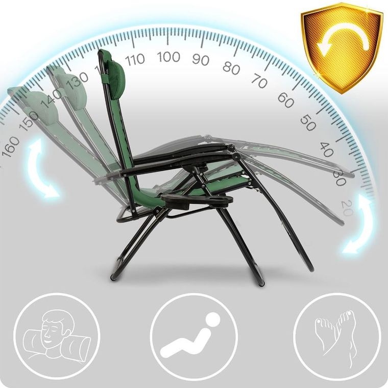 Sofotel, ChillWell, leżak ogrodowy składany z poduszką, zielony