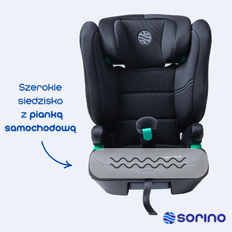 Sorino, Ceres, fotelik samochodowy, all black, 100-150 cm