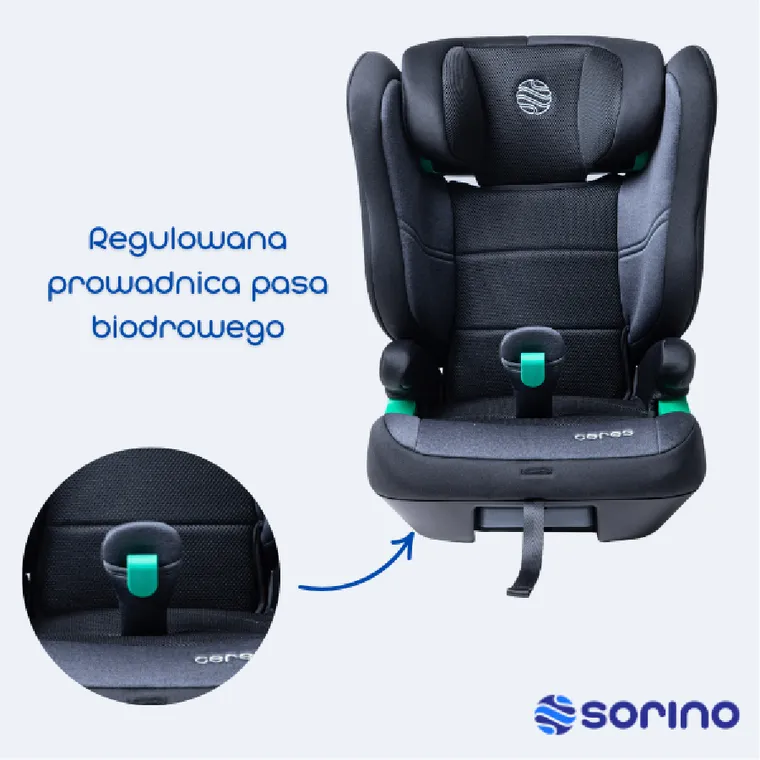 Sorino, Ceres, fotelik samochodowy, black-grey, 100-150 cm
