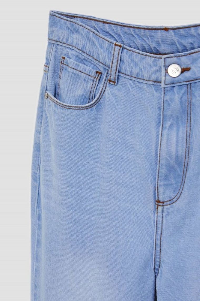 Spodnie jeansowe damskie, mom fit, niebieskie, Moodo